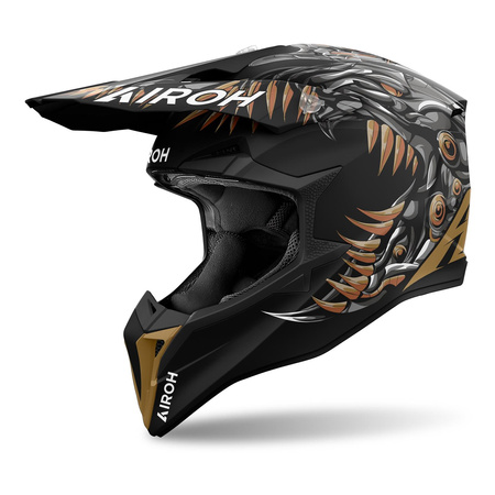 Kask cross AIROH WRAAAP CYBORG MATT czarny złoty