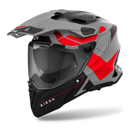 Kask integralny AIROH COMMANDER 2 REVEAL RED FLUO MATT czerwony fluo szary czarny