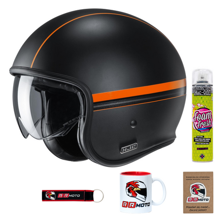 Kask otwarty HJC V30 EQUINOX BLACK/ORANGE czarny pomarańczowy