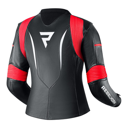 Kurtka skórzana damska REBELHORN REBEL LADY BLACK/FLO RED/WHITE biały czerwony fluo czarny