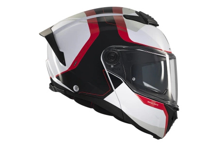Kask szczękowy MT ATOM 2 SV EMALLA MATT WHITE/BLACK/RED biały czarny czerwony