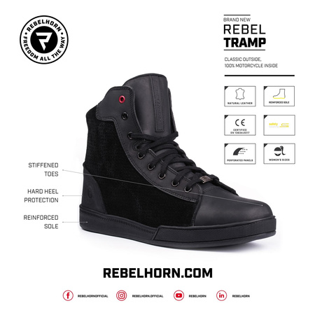 Trampki motocyklowe REBELHORN TRAMP BLACK czarny
