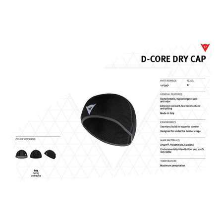 Czepek pod kask DAINESE D-CORE DRY CAP czarny