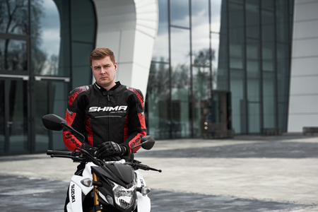 Kurtka skórzana SHIMA STR 2.0 RED czarny czerwony