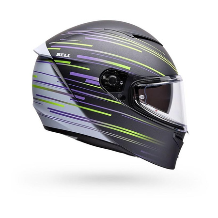 Kask integralny BELL LITHIUM ECE6 VELO MATTE PEARL BLACK YELLOW czarny biały fioletowy żółty fluo