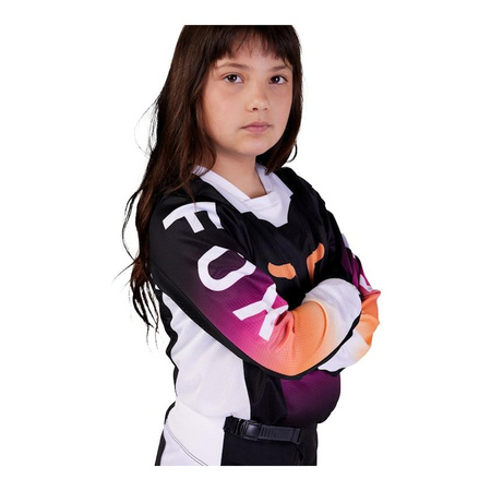 Bluza cross dziecięca FOX JUNIOR 180 FLORA BLACK czarny pomarańczowy