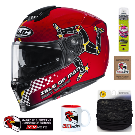 Kask integralny HJC R-PHA 70 ISLE OF MAN IOM TT BLACK/RED czerwony czarny biały żółty