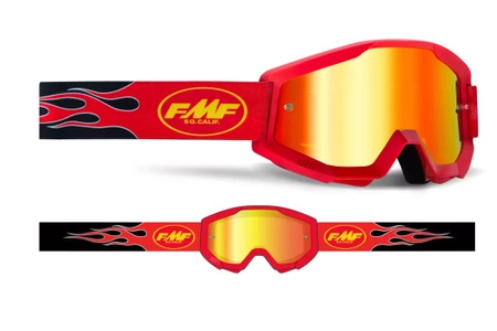 Gogle motocyklowe FMF POWERCORE FLAME RED SZYBA MIRROR RED czerwony czarny żółty