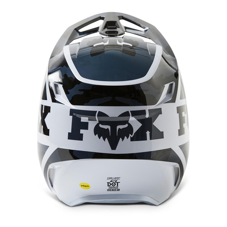 Kask cross dziecięcy FOX JUNIOR V1 NUKLR BLACK czarny biały granatowy