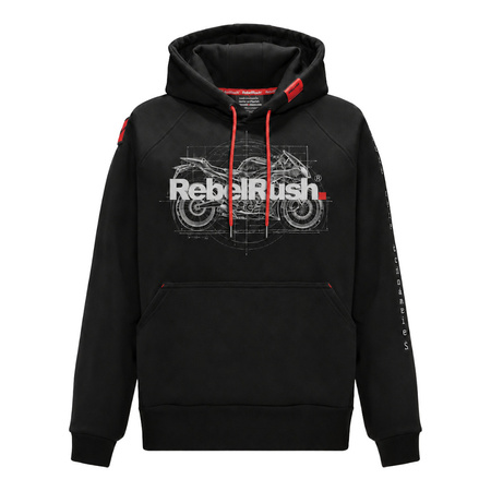 Bluza z motorem REBELRUSH NIGHTGLOW BLUEPRINT czarny
