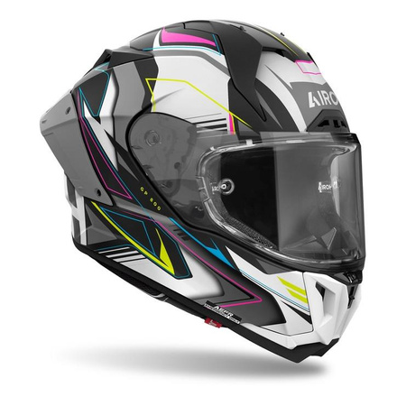 Kask integralny AIROH GP800 MUST MULTICOLOR MATT biały szary żółty fluo różowy niebieski czarny