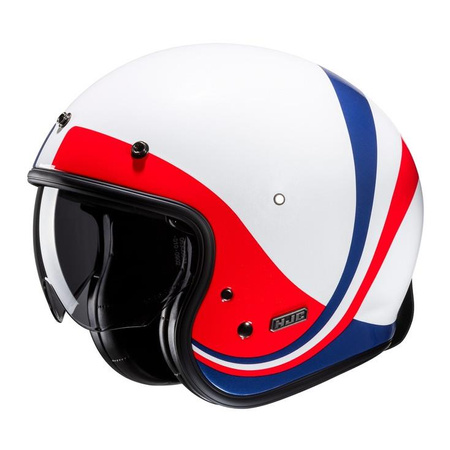 Kask otwarty HJC V31 EMGO WHITE/BLUE biały czerwony niebieski