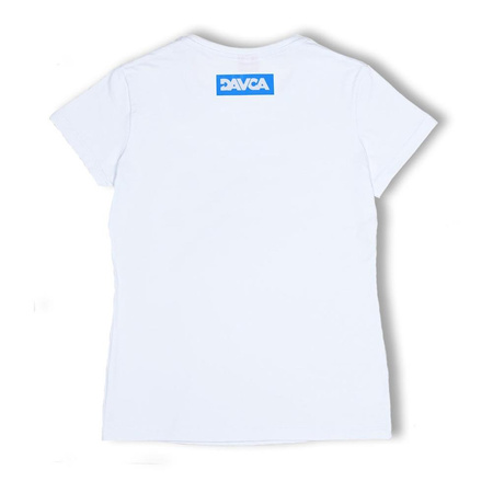 Koszulka T-shirt damski DAVCA LOGO WHITE/BLUE biały niebieski