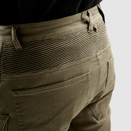 Jeansy motocyklowe OZONE FASTER TAPERED FIT OLIVE zielony