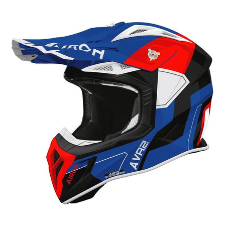 Kask cross AIROH AVIATOR ACE 2 SHIELD BLUE RED GLOSS niebieski czerwony biały czarny