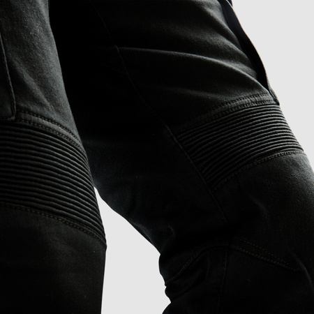 Jeansy motocyklowe OZONE FASTER TAPERED FIT BLACK czarny