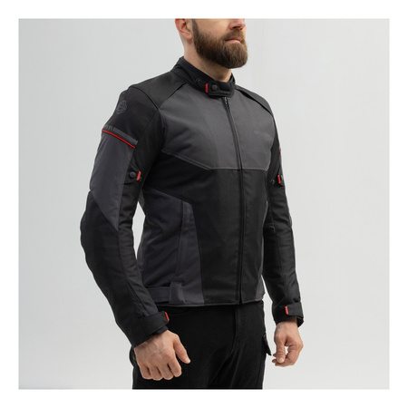 Kurtka tekstylna BROGER GRID BLACK/DARK GREY/RED czarny szary czerwony
