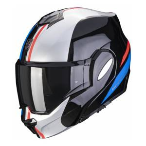 Kask szczękowy SCORPION EXO-TECH FORZA BLACK/SILVER/RED czarny biały czerwony niebieski
