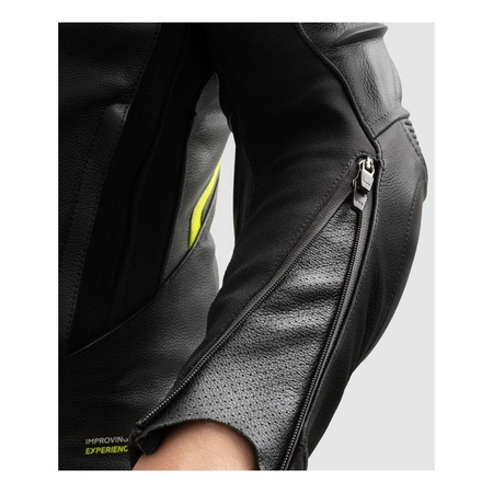Kurtka skórzana REBELHORN VELOCE BLACK/GREY/FLUO YELLOW czarny szary żółty fluo