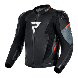 Kurtka skórzana REBELHORN VELOCE BLACK/GREY/FLUO RED czarny szary czerwony fluo