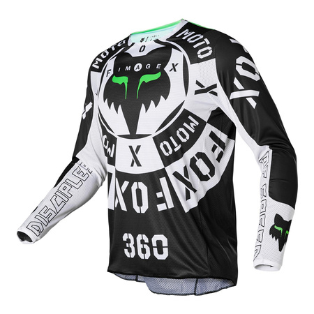 Bluza cross FOX 360 NOBYL BLACK/WHITE biały czarny zielony