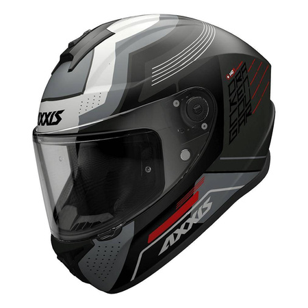 Kask integralny AXXIS DRAKEN S COUGAR MATT GRAY czarny szary biały czerwony