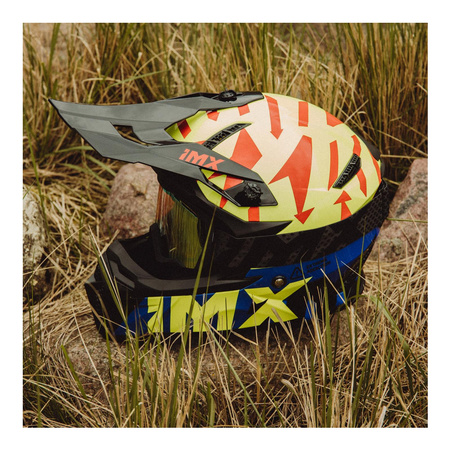 Kask cross IMX FMX-02 GRAPHIC BLACK/FLUO YELLOW/BLUE/FLUO RED żółty fluo czerwony fluo niebieski czarny