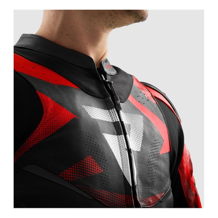 Kurtka skórzana REBELHORN INFERNO BLACK/BLUE/WHITE/RED czarny niebieski biały czerwony