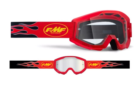 Gogle motocyklowe FMF POWERCORE JUNIOR FLAME RED SZYBA CLEAR czerwony czarny żółty
