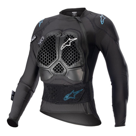 Koszulka z ochraniaczami damska ALPINESTARS BIONIC ACTION V2 LADY BLACK/CYAN czarny niebieski