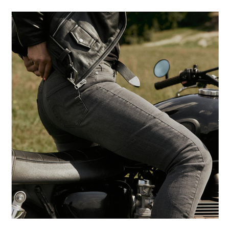 Jeansy motocyklowe damskie OZONE STRIKER LADY SLIM FIT WASHED GREY szary