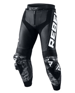 Spodnie skórzane REBELHORN REBEL BLACK/WHITE czarny biały