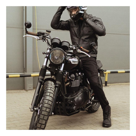 Jeansy motocyklowe REBELHORN RAGE II TAPERED FIT WASHED BLACK czarny