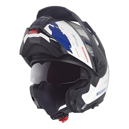 Kask szczękowy SCHUBERTH E2 ECE ATLAS BLUE biały niebieski czerwony