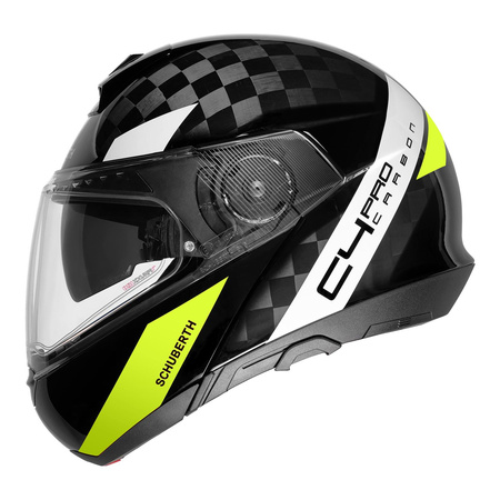Kask szczękowy SCHUBERTH C4 PRO CARBON ECE AVIO YELLOW czarny żółty fluo biały