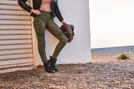 Jeansy motocyklowe damskie SHIMA GIRO 2.0 LADY KHAKI zielony