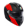 Kask szczękowy AGV SPORTMODULAR STRIPES CARBON/RED czarny czerwony