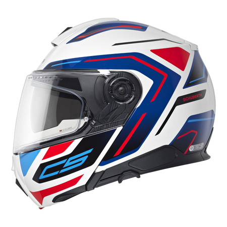 Kask szczękowy SCHUBERTH C5 ECE OMEGA WHITE niebieski biały czerwony czarny