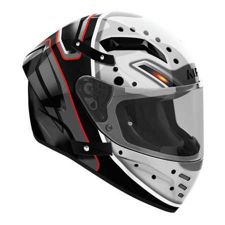 Kask integralny AIROH CONNOR MASKER GLOSS czarny szary biały czerwony