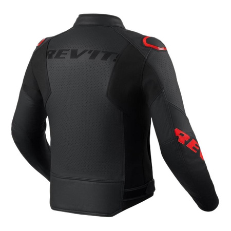 Kurtka skórzana REVIT QUADRATIC BLACK/NEON RED czarny czerwony fluo