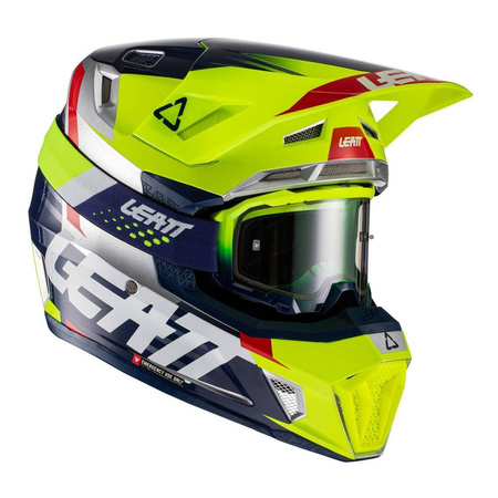 Kask cross LEATT MOTO 7.5 V22 LIME (+GOGLE VELOCITY 4.5) żółty fluo niebieski biały czerwony