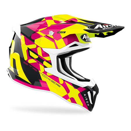 Kask cross AIROH STRYCKER XXX PINK GLOSS różowy żółty fluo biały czarny