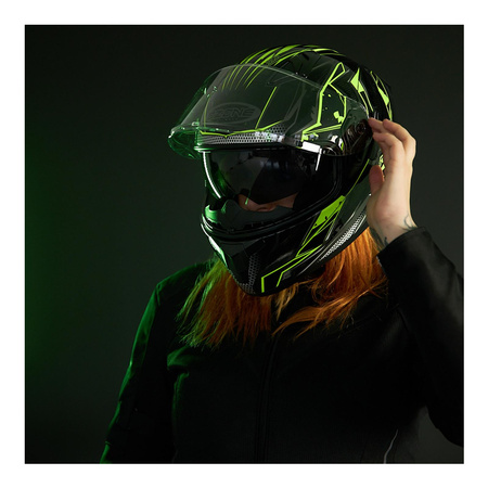 Kask integralny OZONE SPRINT BLACK/GREY/FLO YELLOW szary żółty fluo czarny