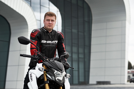 Kurtka skórzana SHIMA STR 2.0 RED czarny czerwony