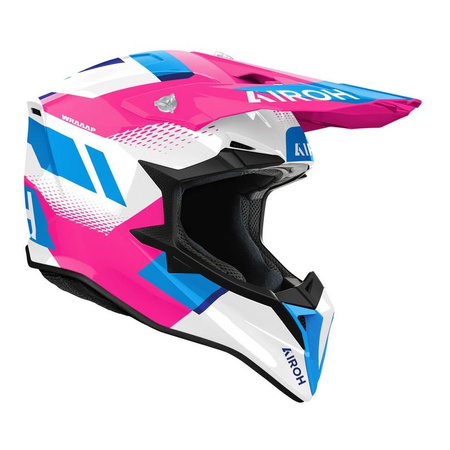 Kask cross AIROH WRAAAP VISION PINK GLOSS biały niebieski różowy