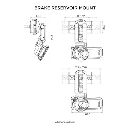 Podstawa QUAD LOCK V2 mocowana na zbiorniczek hamulcowy czarny