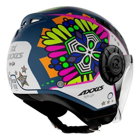 Kask otwarty AXXIS METRO STAR GLOSS granatowy biały różowy żółty zielony