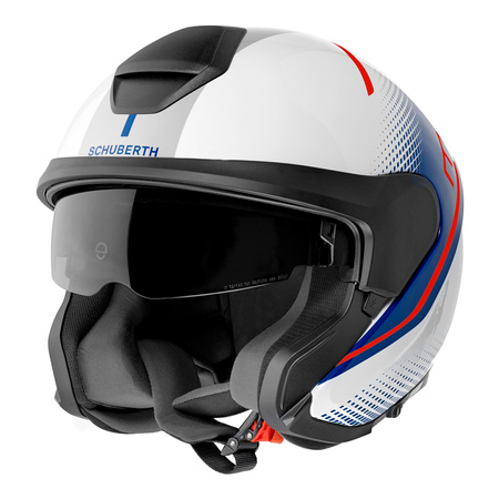 Kask otwarty SCHUBERTH M1 PRO ECE MERCURY RED niebieski czerwony biały