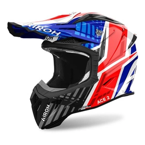 Kask cross AIROH AVIATOR ACE 2 PROUD BLUE/RED GLOSS niebieski czerwony biały czarny