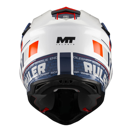 Kask cross MT FALCON S RULER A15 GLOSS biały niebieski czerwony
